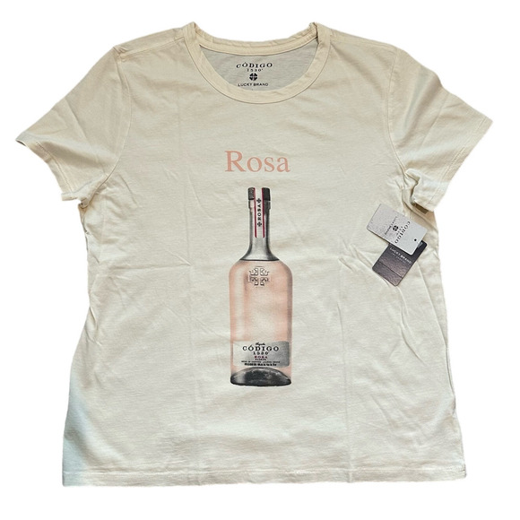 NWT Lucky Brand x Codigo 1530 Rosa Logo Tee Cream L - Picture 1 of 7